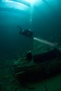 Diver with Zero Airplane Royalty Free Stock Photo