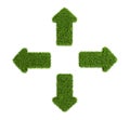 Divergent arrows symbol from grass