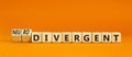 Divergent or neurodivergent symbol. Concept words Divergent Neurodivergent on wooden blocks. Beautiful orange table orange