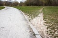 Diverging Path Sidewalk Dirth Path Grass Outdoors Decision Road Royalty Free Stock Photo