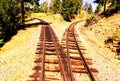 Diverging railroad track outside Cripple Creek, Colorado