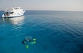 Divers and boat in the Red Sea