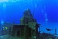 Divers exploring a shipwreck Royalty Free Stock Photo