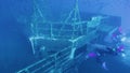 Divers exploring Zenobia shipwreck