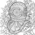 Divers helmet in coloring pages for adults.