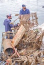 Divers removing dumped scrap and rubbish from alicante harbour