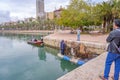 Divers removing dumped scrap and rubbish from alicante harbour