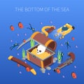 Divers Sea Bottom Isometric Composition Royalty Free Stock Photo