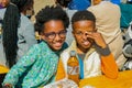 Diverse African people at a bread based street food outdoor festival