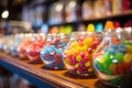 Diverse array of candies: a colorful showcase of tempting sweets at the confectionery store