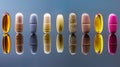 a diverse array of vitamin supplements, showcasing their different colors, textures, and forms, reflecting the variety in Royalty Free Stock Photo