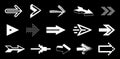 Diverse arrow cursors vector set, different shapes styles and concepts arrows single color monochrome graphic design elements for