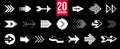 Diverse arrow cursors vector set, different shapes styles and concepts arrows single color monochrome graphic design elements for