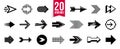 Diverse arrow cursors vector set, different shapes styles and concepts arrows single color monochrome graphic design elements for Royalty Free Stock Photo
