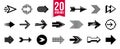 Diverse arrow cursors vector set, different shapes styles and concepts arrows single color monochrome graphic design elements for