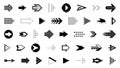 Diverse arrow cursors vector set, different shapes styles and concepts arrows single color monochrome graphic design elements for