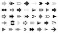 Diverse arrow cursors vector set, different shapes styles and concepts arrows single color monochrome graphic design elements for