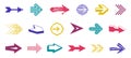 Diverse arrow cursors vector set, different shapes styles and concepts arrows single color monochrome graphic design elements for