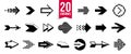Diverse arrow cursors vector set, different shapes styles and concepts arrows single color monochrome graphic design elements for Royalty Free Stock Photo