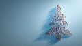 Diverse group of people forming a Christmas tree shape, casting long shadows on Royalty Free Stock Photo