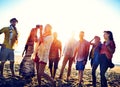 Diverse Beach Summer Friends Fun Bonding Concept Royalty Free Stock Photo