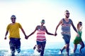 Diverse Beach Summer Friends Fun Running Concept Royalty Free Stock Photo