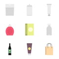 Diverse blank packages icons set, flat style