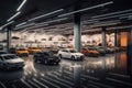 Diverse Brand Showcase Parking Lot Displaying Cars from Various Manufacturers, Generative Ai