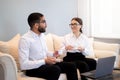 Diverse Business Colleagues Having a Meeting on the Office Sofa Royalty Free Stock Photo