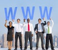 Diverse Business People Holding the Letters WWW Royalty Free Stock Photo