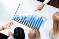 Business Team Analyzing Growth Chart with Data Visualization for Strategic Planning in Office Setting. Amity Royalty Free Stock Photo