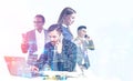 Diverse business team in night city Royalty Free Stock Photo