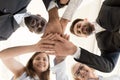 Diverse business team put hands together as concept of teambuild Royalty Free Stock Photo