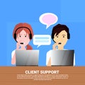 Diverse call center headset agent client support online operator, customer and technical service icon, chat concept Royalty Free Stock Photo