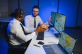Diverse call center operators team use computers consulting clients in office Royalty Free Stock Photo