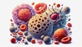 Diverse Cellular Microstructures. Detailed Scientific Illustration of Human immune cells