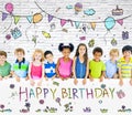 Diverse Children on Birthday Party Royalty Free Stock Photo