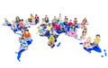 Diverse Children Sitting On World Map Royalty Free Stock Photo