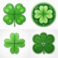 Diverse Clover Designs Featuring Three and Four Leaf Varieties Royalty Free Stock Photo