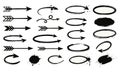 Hand Drawn Arrows Circles and Splatters Black and White Royalty Free Stock Photo