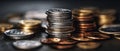The diverse collection of coins showcasing wealth and economic diversity. AI generated image Royalty Free Stock Photo