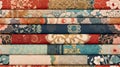 a diverse collection of Korean traditional patterned papers, the papers in an organized yet visually compelling manner