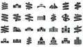 Collection of Abstract Geometric Icons: Buildings, Bridges, and Spirals Royalty Free Stock Photo