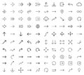 Diverse collection of outline arrows and pointers in various styles and directions suitable for user interfaces Royalty Free Stock Photo