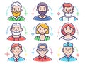 Diverse collection of people icons showing different careers and appearances Royalty Free Stock Photo