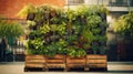 A diverse collection of plants in a wooden crate