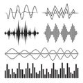 Diverse collection of stylized sound wave and audio equalizer vector representations Royalty Free Stock Photo