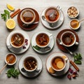 A diverse collection of tea options, emphasizing natural ingredients Royalty Free Stock Photo