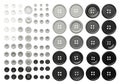 Diverse collection of vintage and modern buttons showing graduated tones and sizes Royalty Free Stock Photo