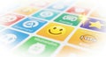 Diverse colorful app icons displayed on a digital screen interface Royalty Free Stock Photo